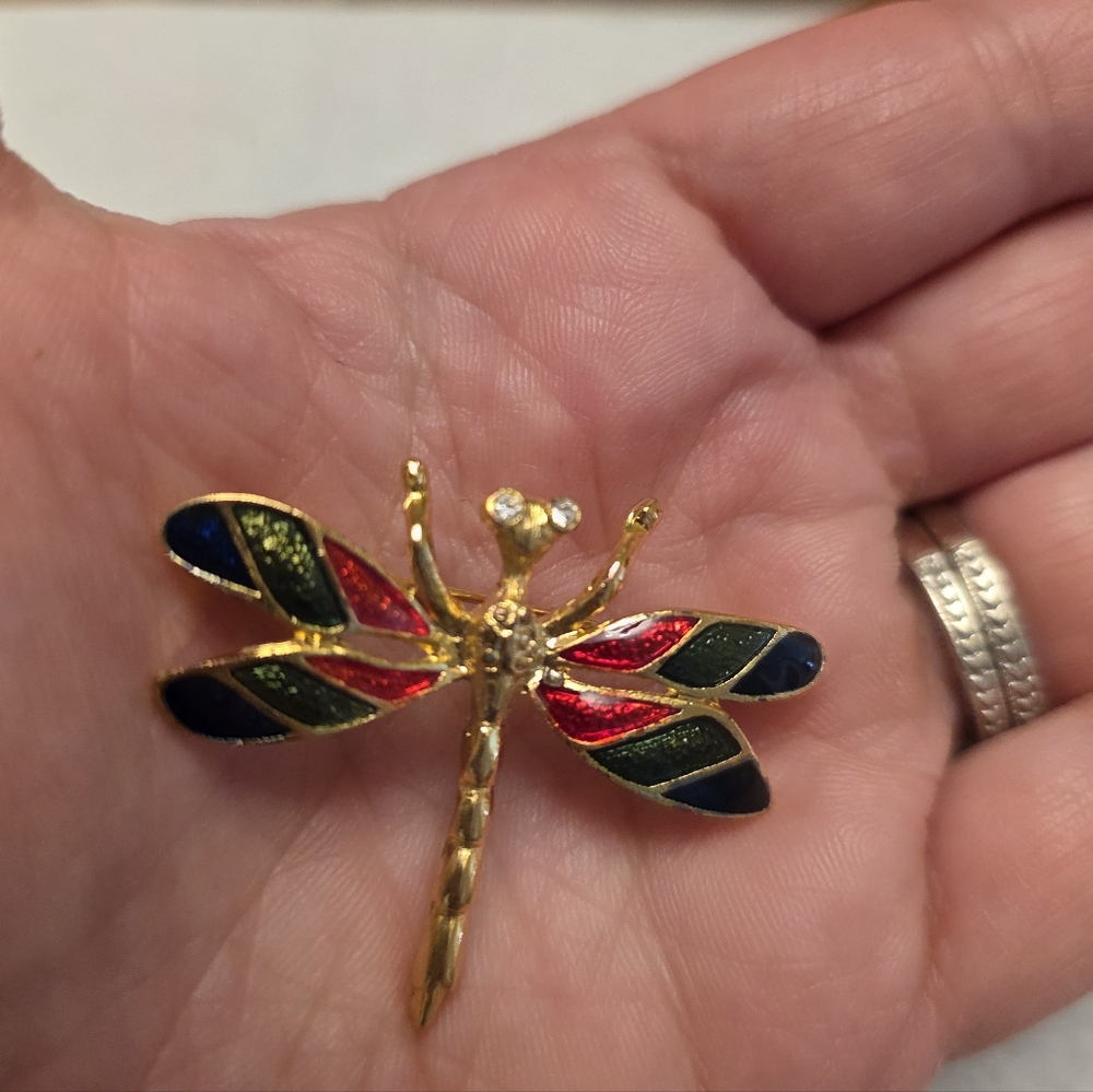 Vintage Colorful Dragonfly Brooch Pin - Picture 5 of 5